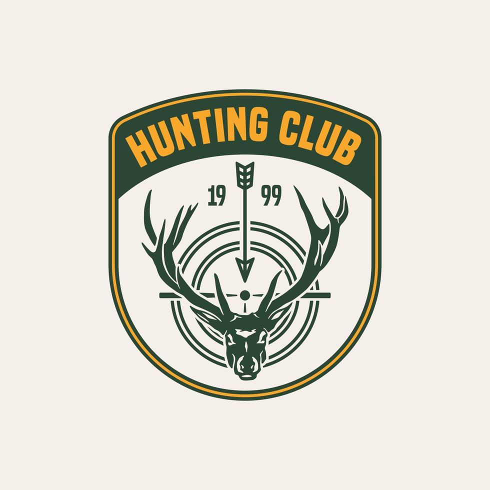 insigne d'étiquette de logo de club de chasse dessiné à la main vecteur