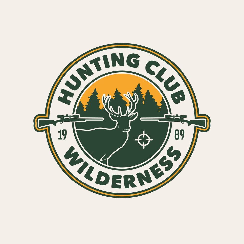 insigne d'étiquette de logo de club de chasse dessiné à la main vecteur