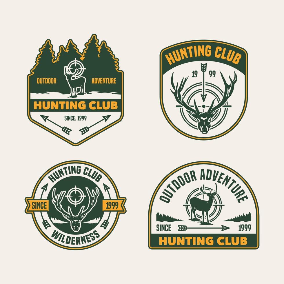 insigne d'étiquette de logo de club de chasse dessiné à la main de vecteur