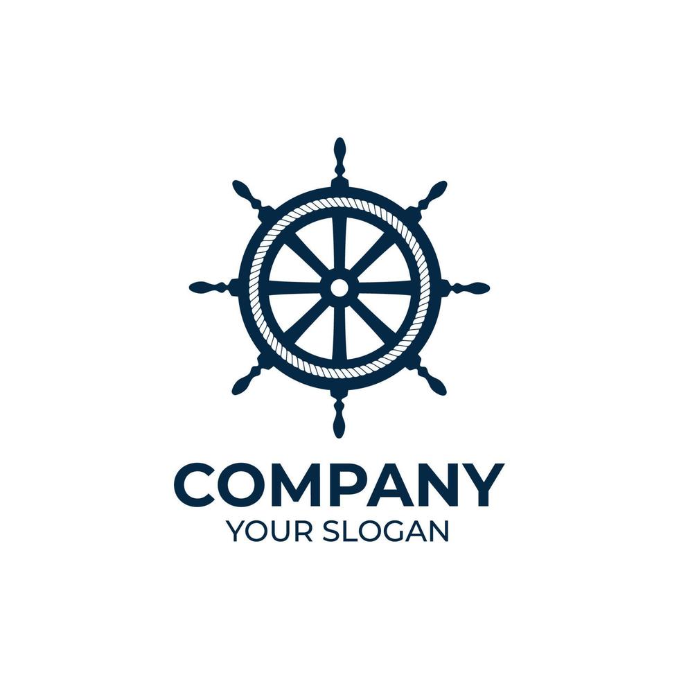 logo emblèmes rétro marins avec corde et direction de navire vecteur