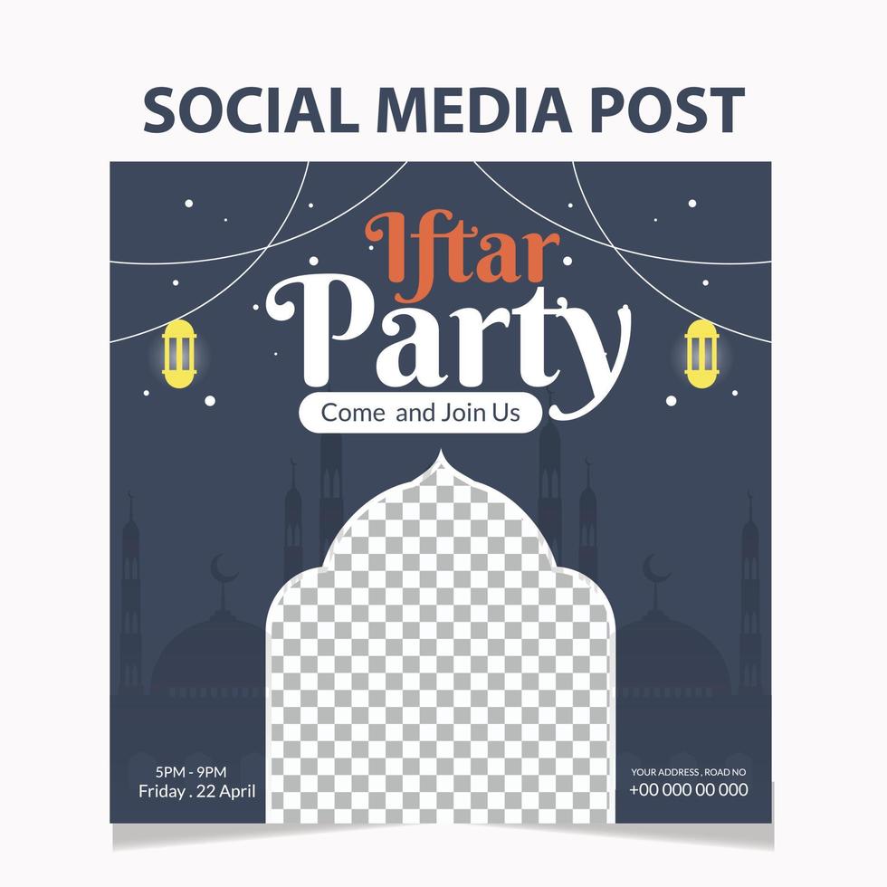 publication minimale sur les médias sociaux de la fête de l'iftar vecteur