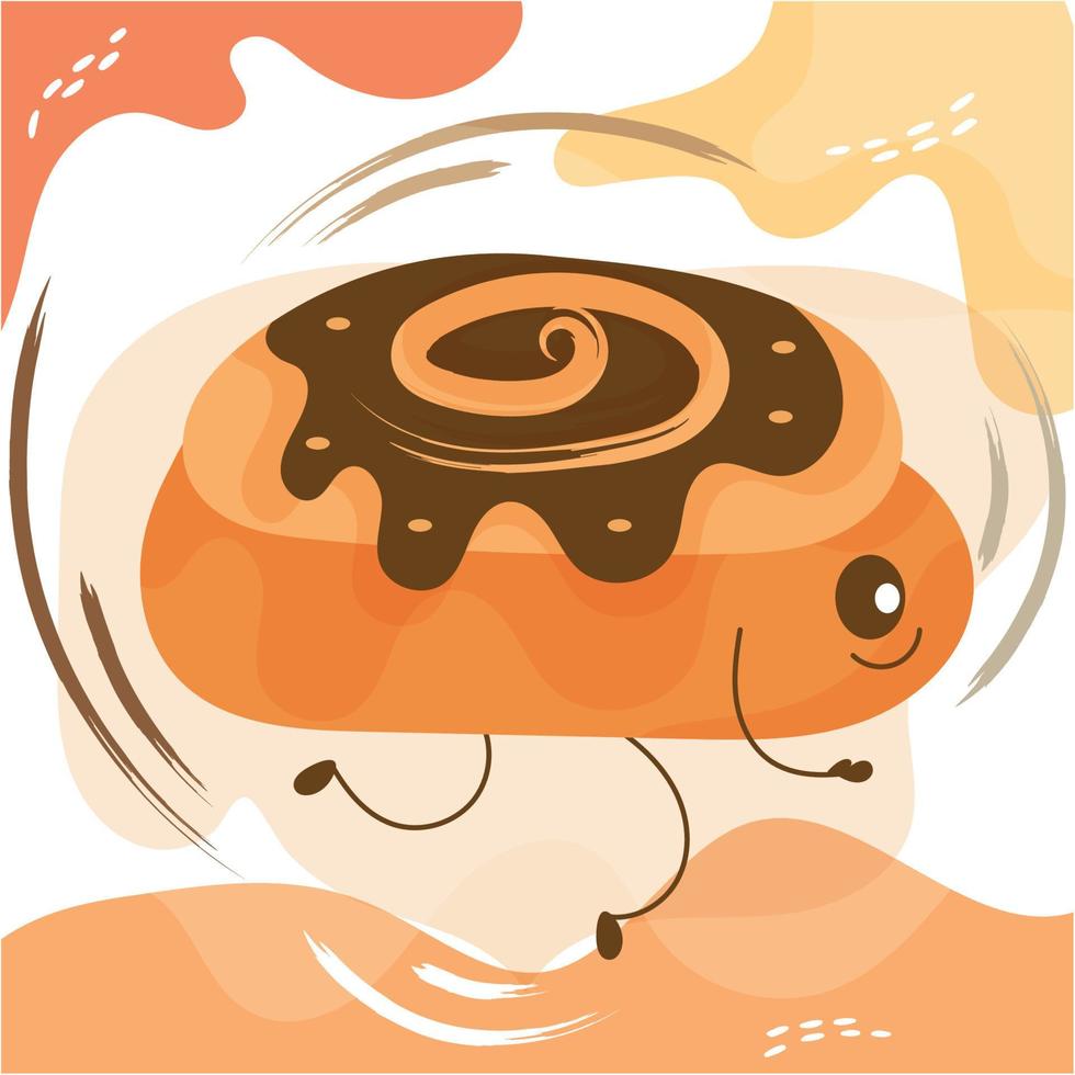 vecteur de personnage de boulangerie mignon dessin animé muffin au chocolat heureux isolé