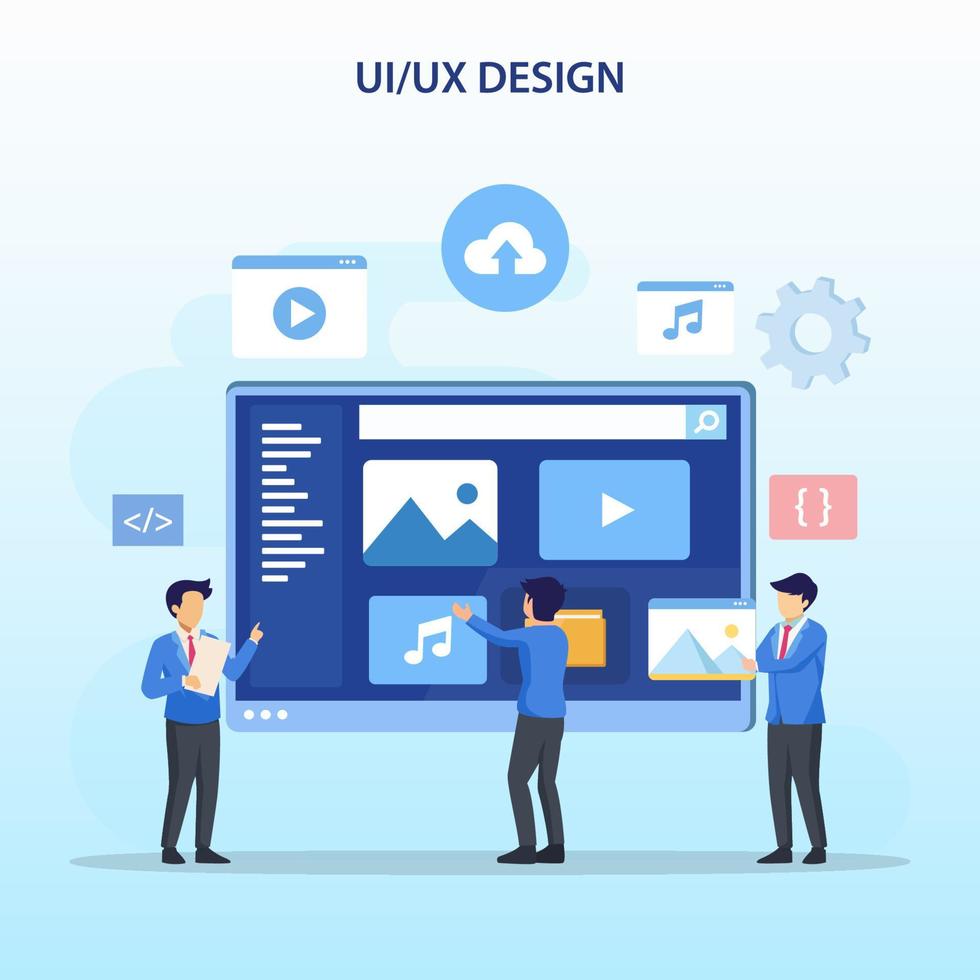 concept de conception ui ux, création d'une conception d'application, lieu de contenu et de texte, illustration vectorielle vecteur