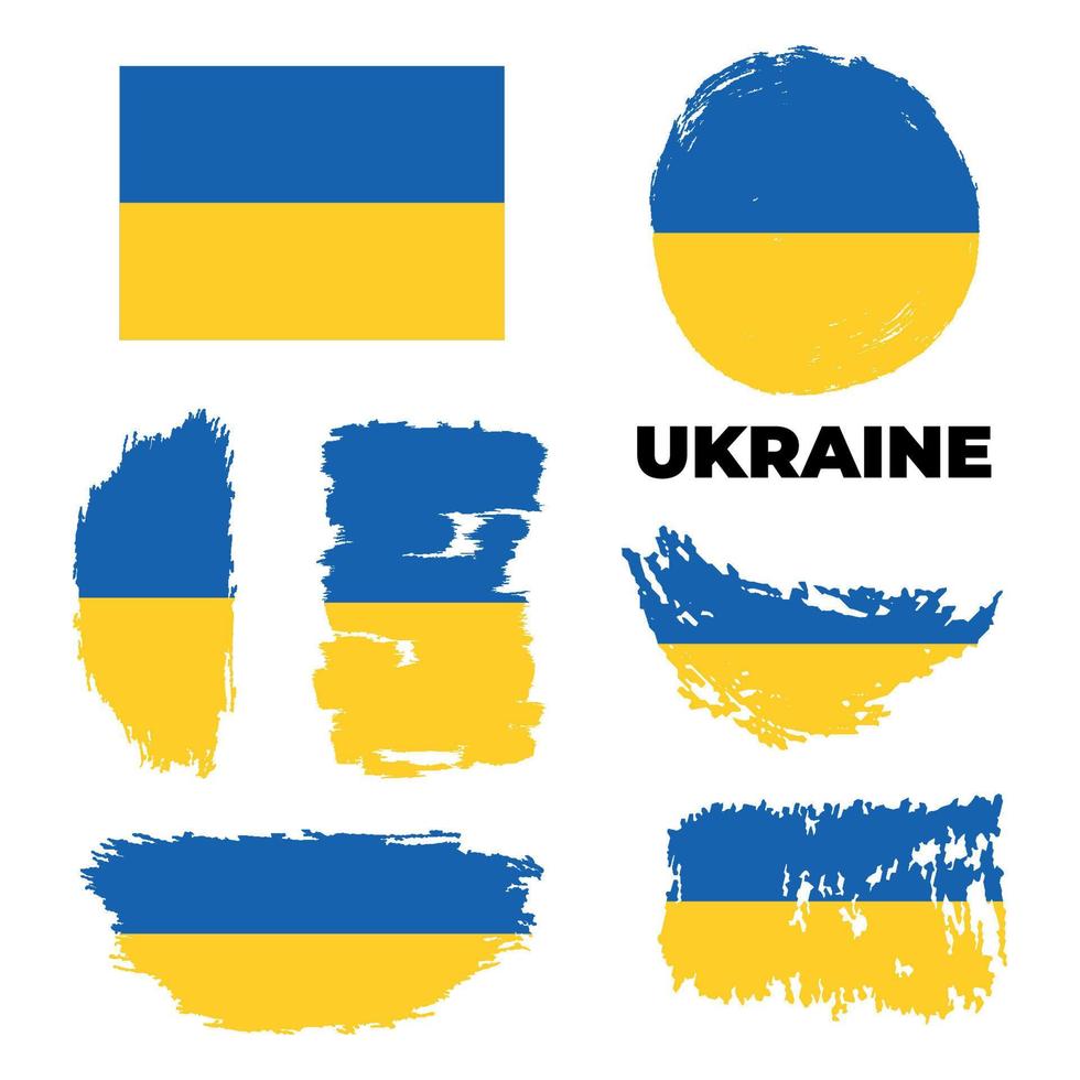 ensemble de drapeaux grunge ukraine. illustration de stock de vecteur isolé sur fond blanc.