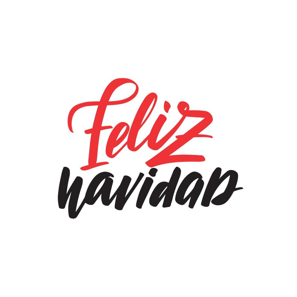 calligraphie feliz navidad lettrage à la main avec mot isolé sur blanc. modèle vectoriel pour affiche de typographie, autocollant, bannière, autocollant, etc.