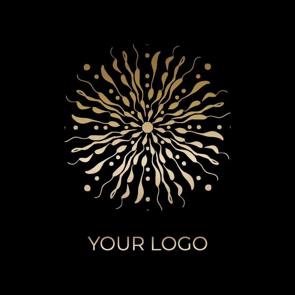 icône de logo design de mandala ornemental en couleur or. illustration vectorielle vecteur