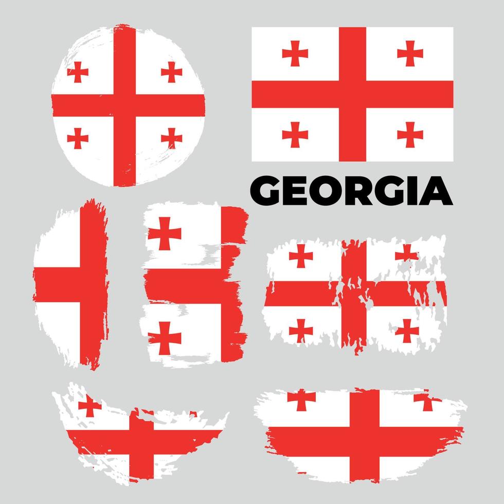 ensemble de drapeaux de géorgie grunge. illustration de stock de vecteur isolé.