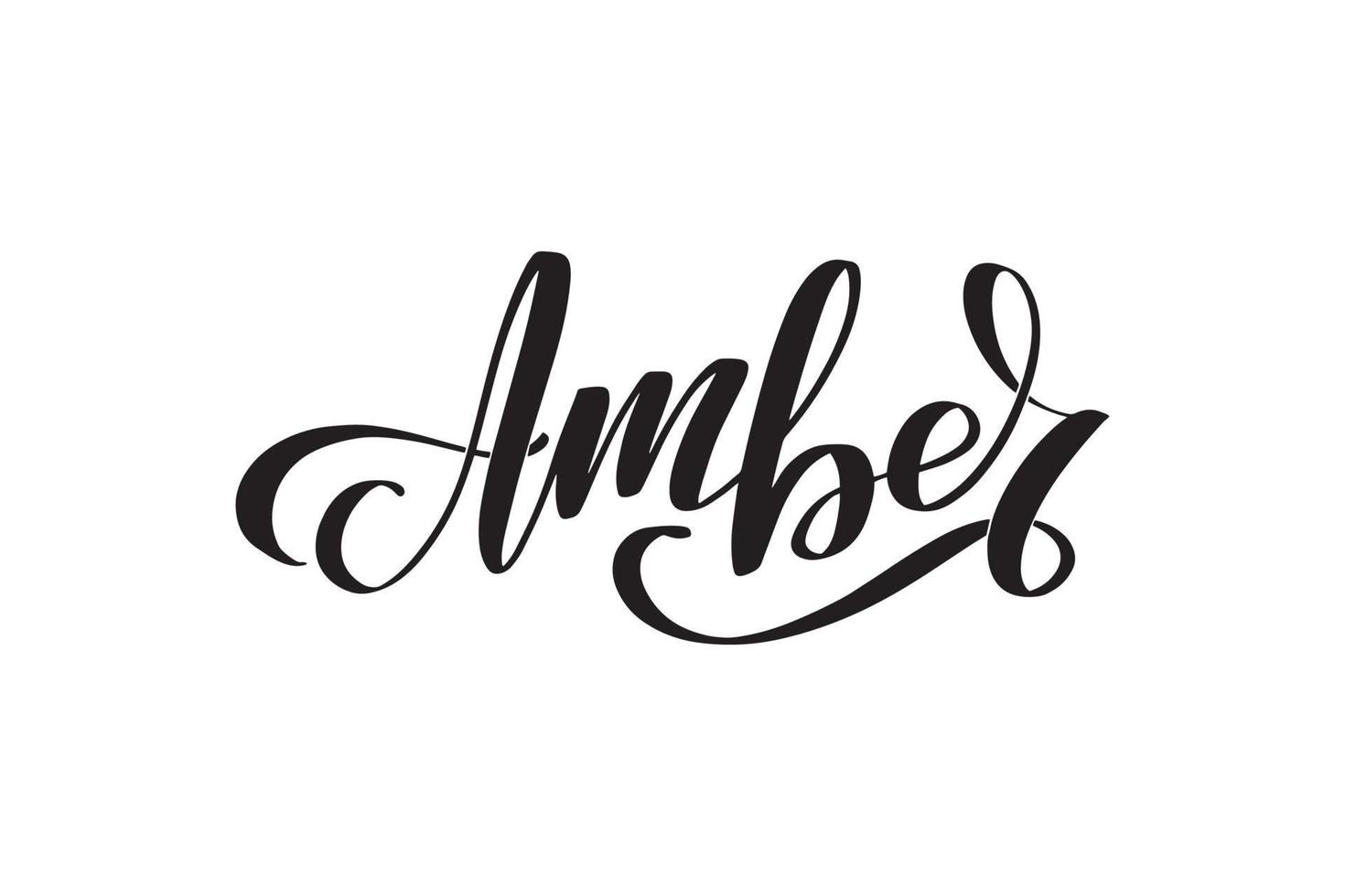 ambre. lettrage au pinceau manuscrit inspirant. illustration de stock de calligraphie vectorielle isolée sur fond blanc. typographie pour bannières, badges, cartes postales, t-shirts, impressions. vecteur