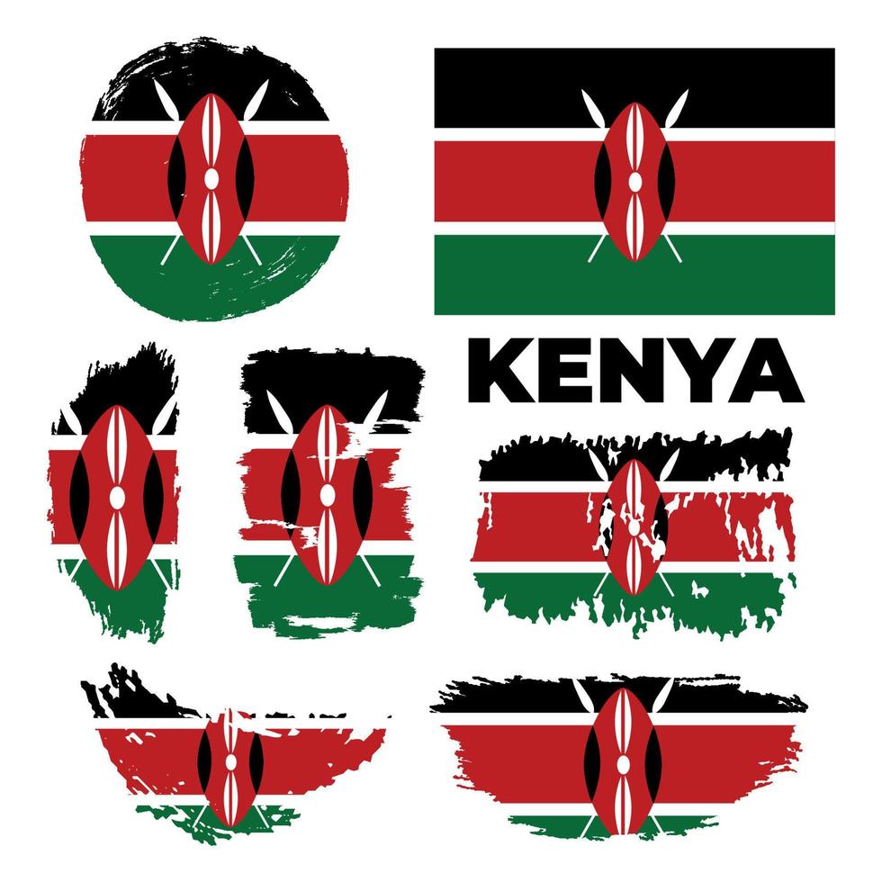 drapeau kényan. les coups de pinceau sont dessinés à la main. le jour de l'indépendance vecteur