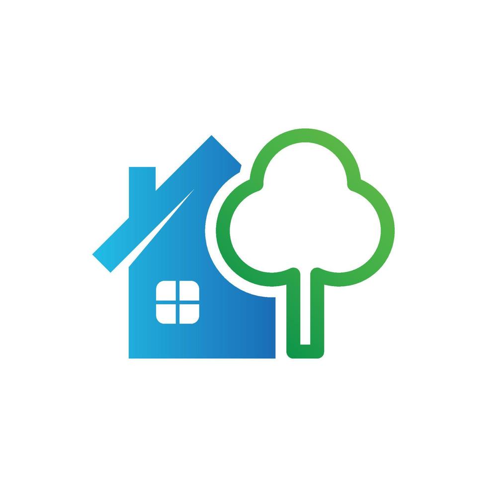 icône de l'arbre d'accueil. icône de vecteur immobilier. illustration du logo de la maison. maison de conception simple avec arbre. digne d'une maison paysage, nature. éco vert.