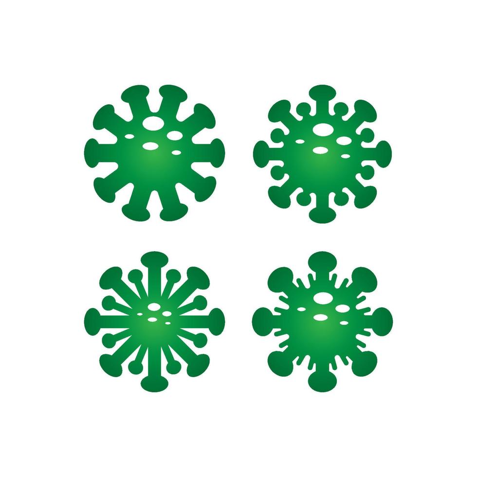 covid19. illustration vectorielle du coronavirus 2019-ncov. icône de coronavirus. icône de la couronne. couleur verte sur fond blanc isolé. attaque virale. pandémie de grippe. le virion du corona-virus. vecteur