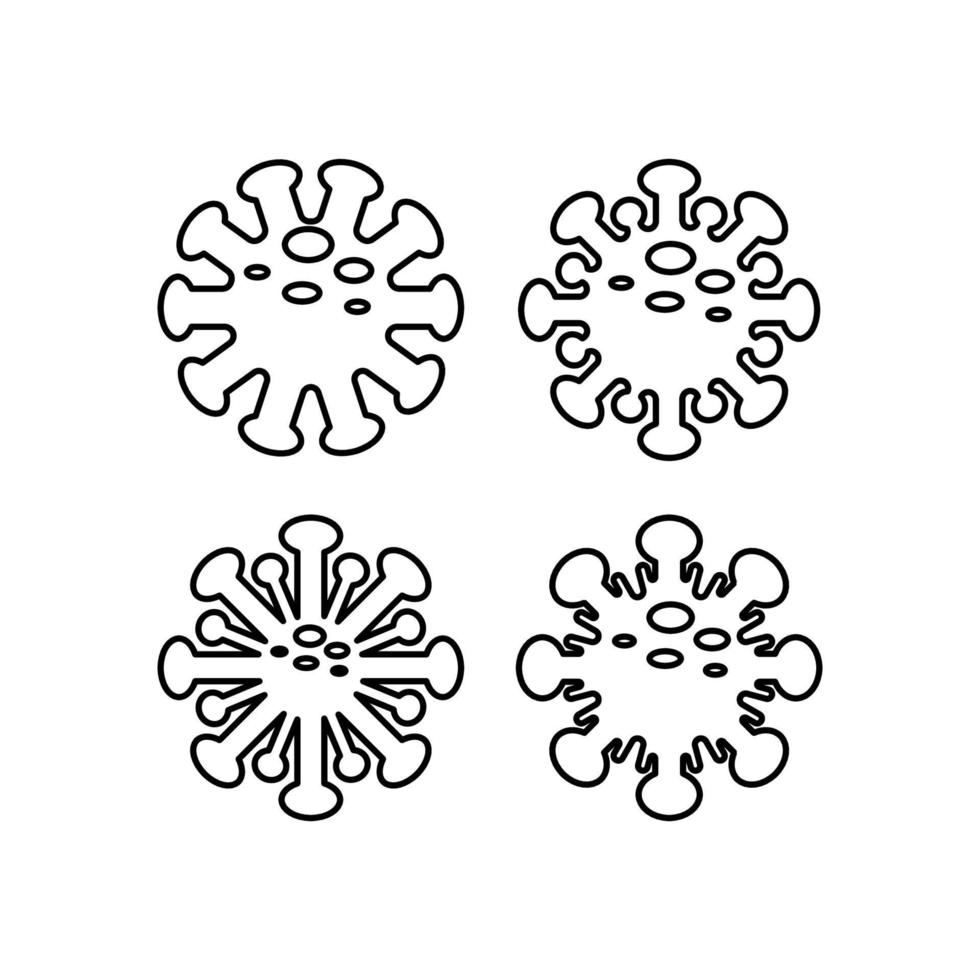 covid19. illustration vectorielle du coronavirus 2019-ncov. icône de coronavirus. dessin au trait icône corona. couleur noire sur fond blanc isolé. attaque virale. pandémie de grippe. le virion du corona-virus. vecteur