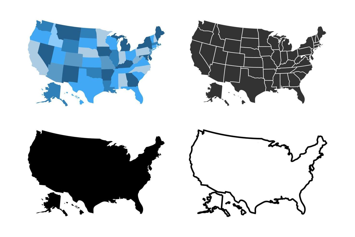 ensemble d'illustrations d'images vectorielles de carte des états-unis d'amérique. adapté à l'icône, au logo, à la bannière, à l'arrière-plan ou à tout contenu utilisant le thème de la carte américaine vecteur