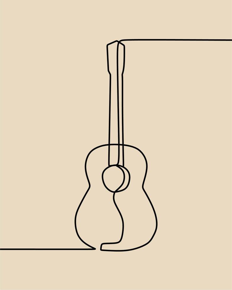 dessin au trait continu à la guitare vecteur