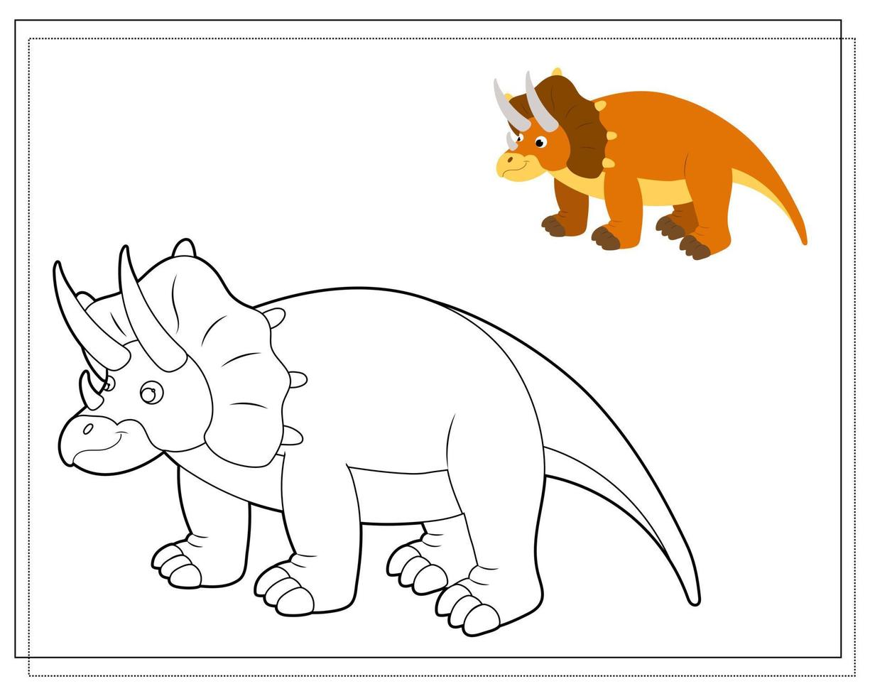 livre de coloriage pour les enfants, dinosaure de dessin animé mignon vecteur