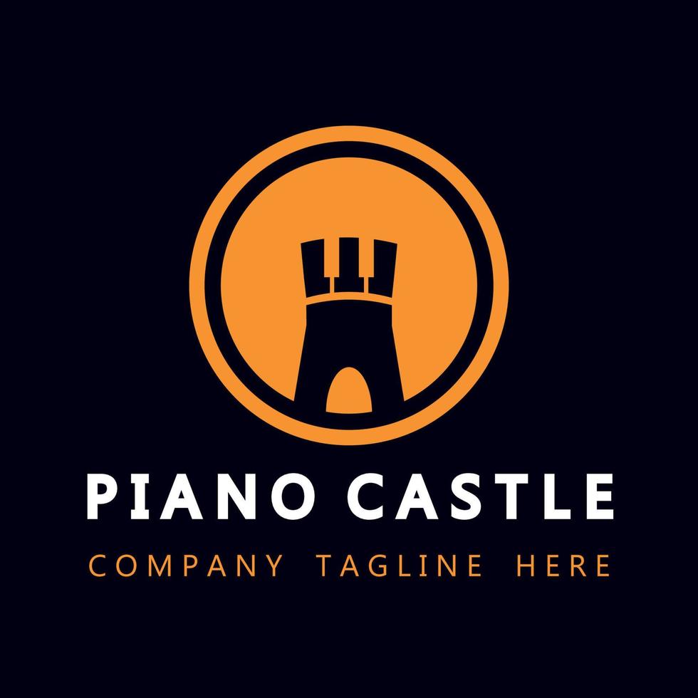 logo d'une entreprise créative mélange de château et de piano vecteur