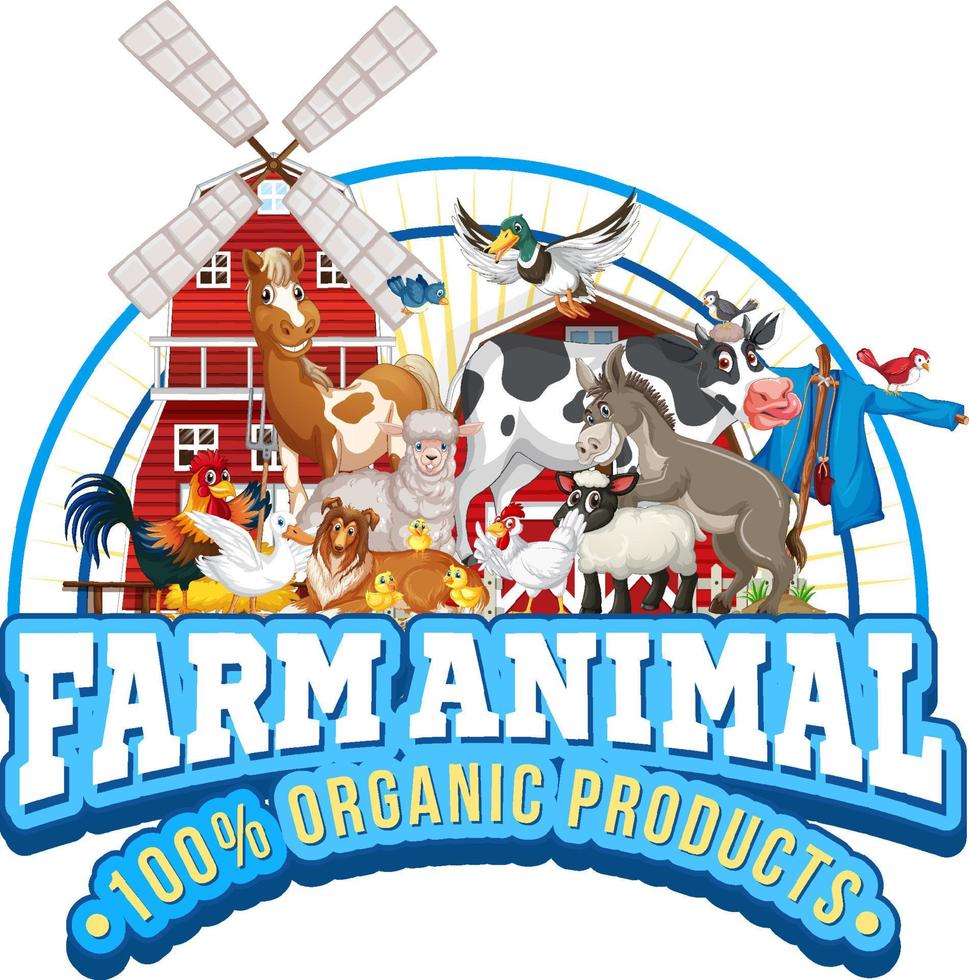 création de logo avec mots animal de ferme vecteur