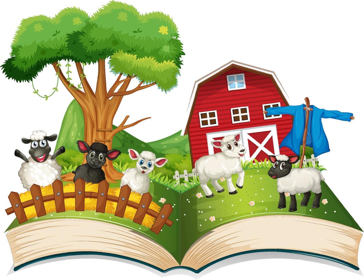livre de contes avec des animaux de la ferme vecteur