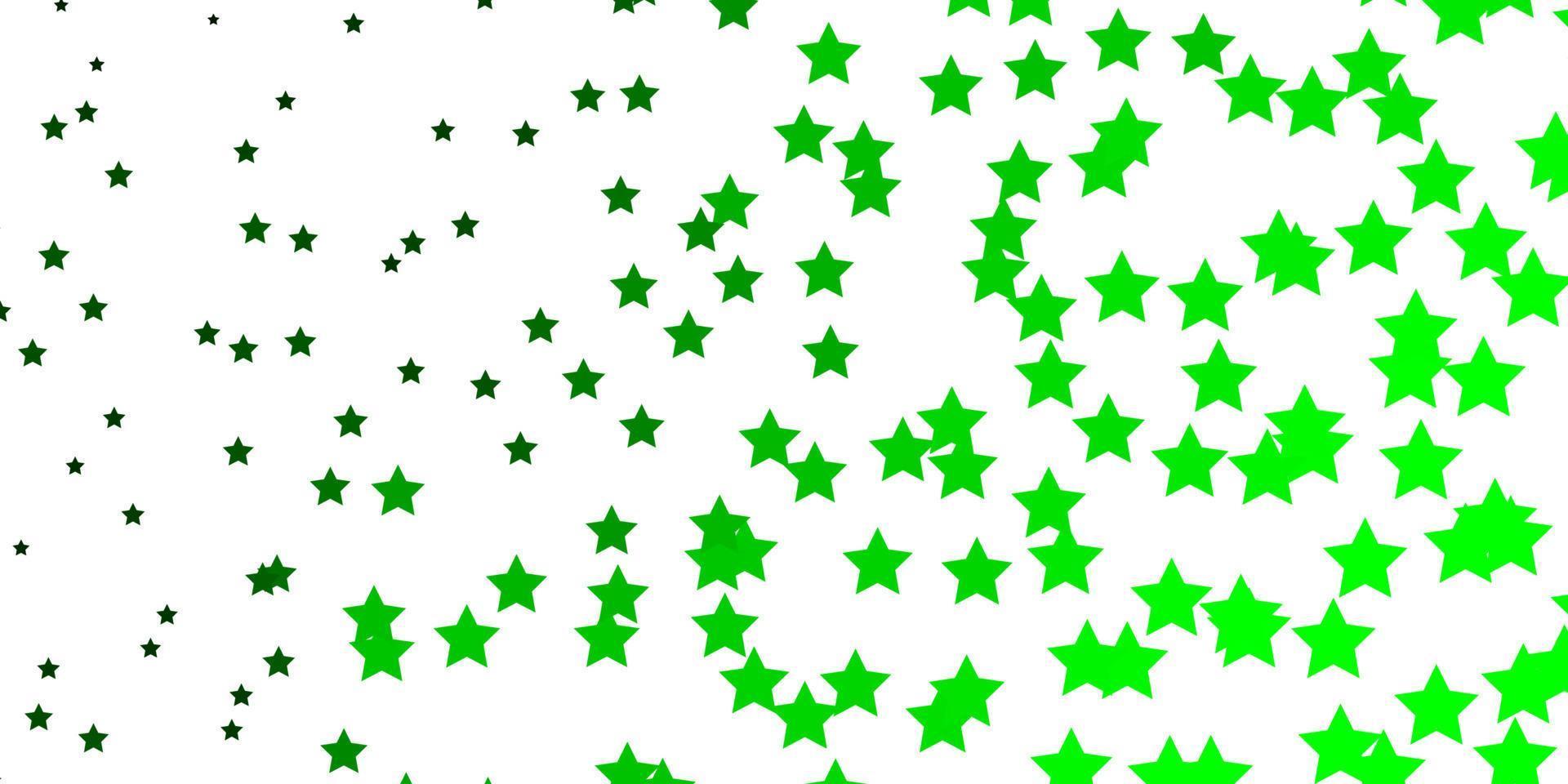 fond de vecteur vert clair avec de petites et grandes étoiles.