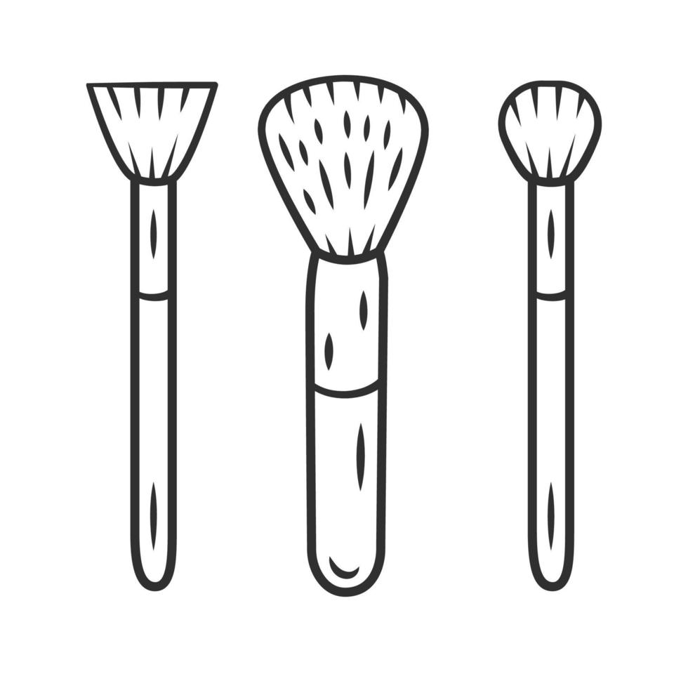 accessoires cosmétiques, ensemble d'icônes linéaires d'outils de maquillage. symboles de contour de ligne mince d'équipement d'esthéticienne professionnelle. produits de salon de beauté illustrations vectorielles isolées. trait modifiable vecteur