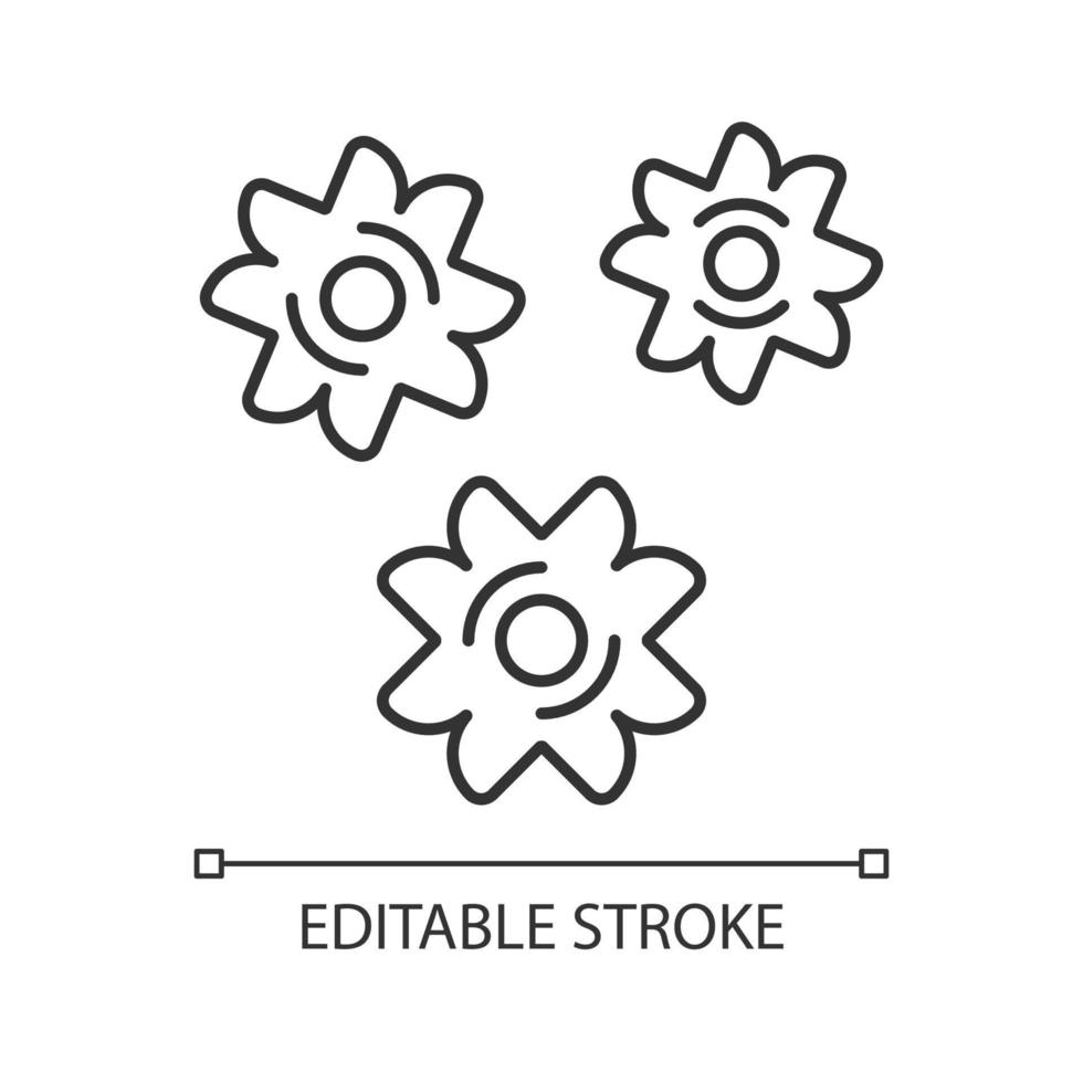 icône linéaire de pâtes stèle. petits pâtons en forme d'étoile. pastina pour la soupe. cuisine italienne traditionnelle. illustration de la ligne mince. symbole de contour. dessin de contour isolé de vecteur. trait modifiable vecteur