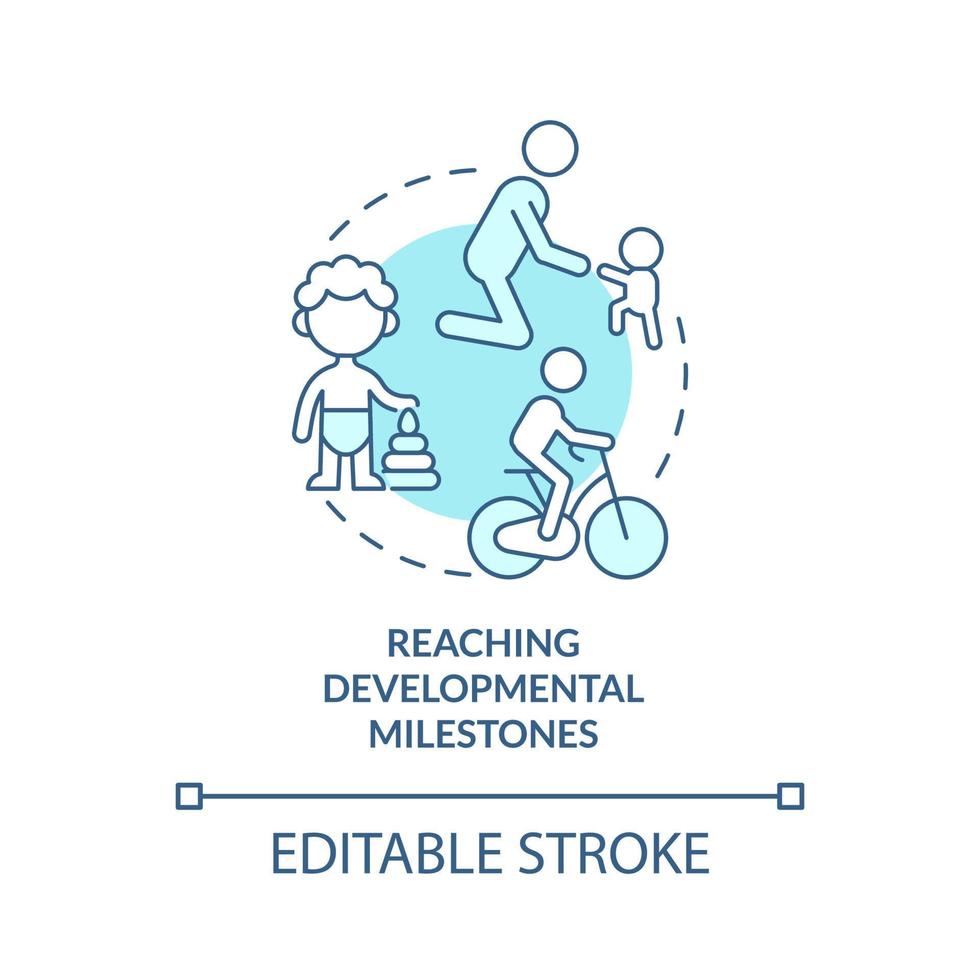 atteindre les jalons du développement icône de concept turquoise. points de contrôle comportementaux idée abstraite illustration en ligne mince. dessin de contour isolé. trait modifiable. arial, myriade de polices pro-gras utilisées vecteur