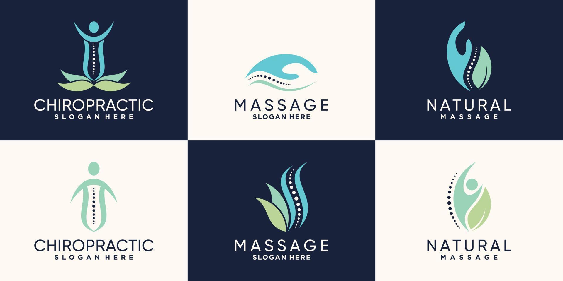 ensemble de conception de logo chiropratique avec vecteur premium de concept créatif