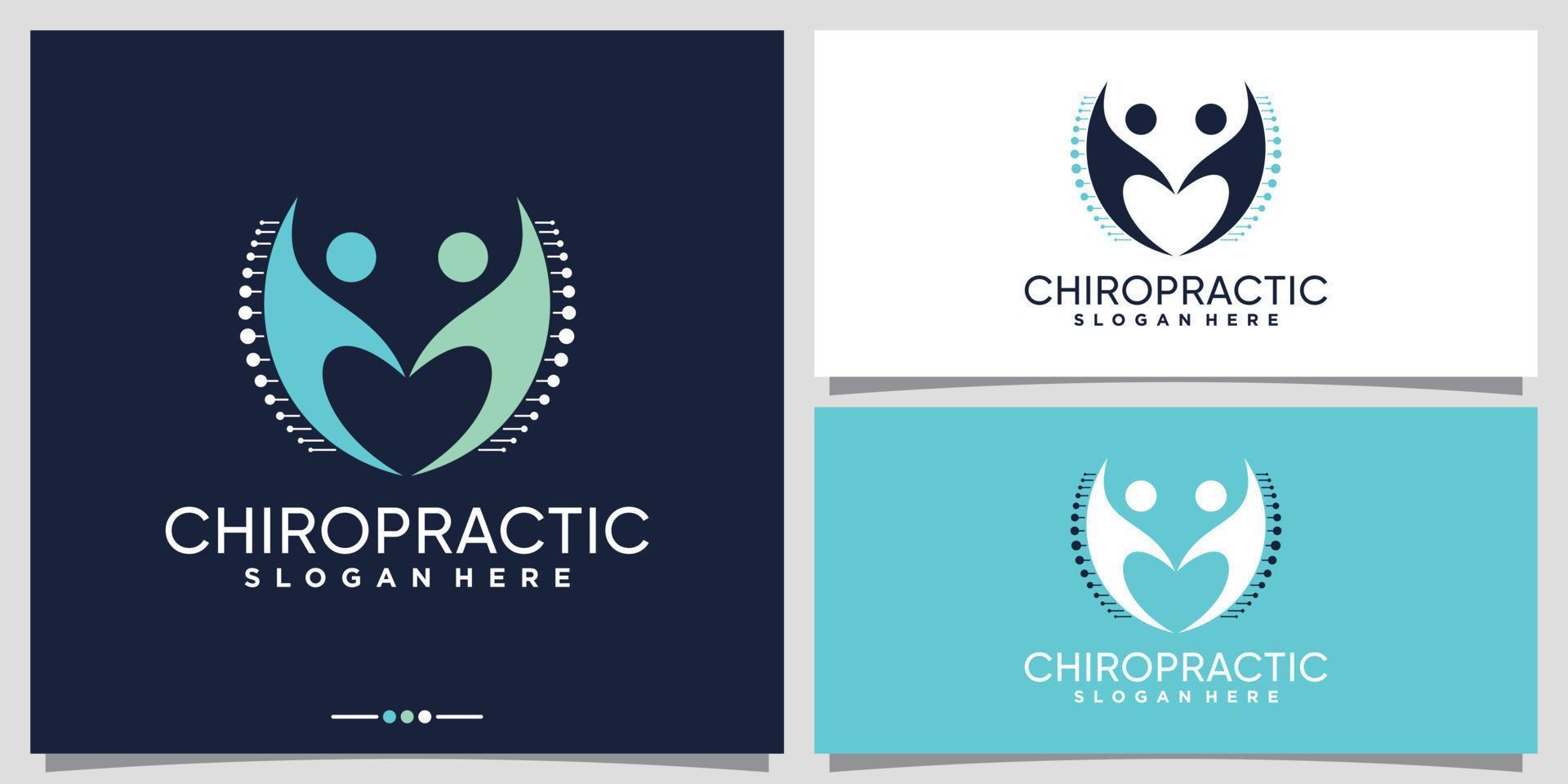 modèle de conception de logo chiropratique avec vecteur premium de concept créatif unique