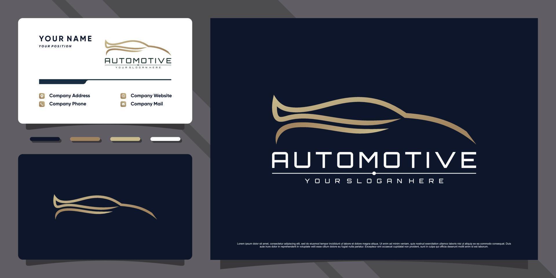 illustration de logo de voiture automobile avec style d'art en ligne et conception de carte de visite vecteur premium