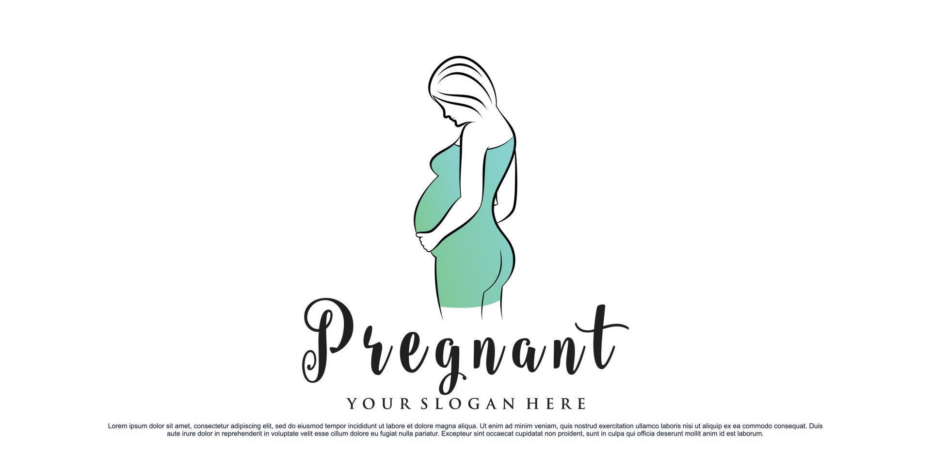 modèle de conception de logo de femme enceinte avec vecteur premium de concept créatif