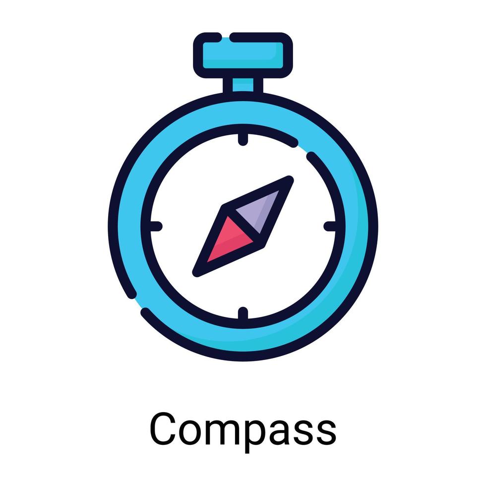 boussole, icône de ligne de couleur de navigateur isolée sur fond blanc vecteur