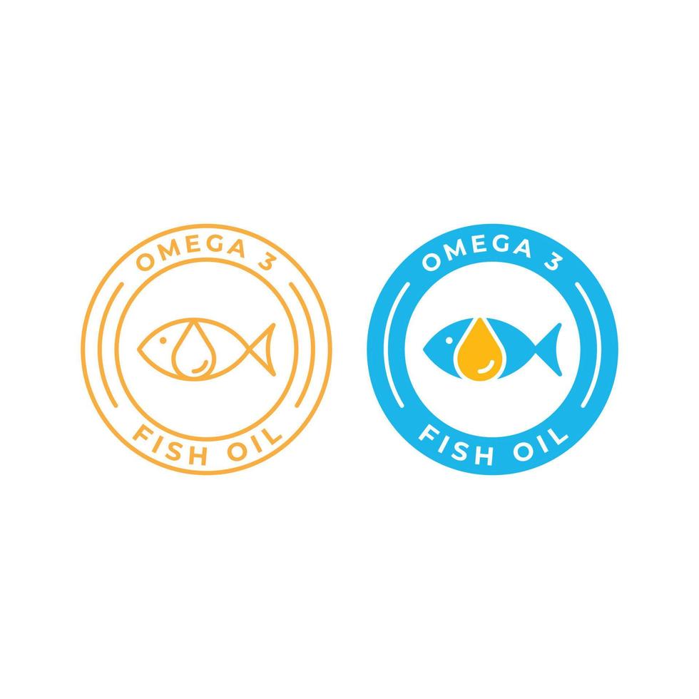 huile de poisson, label oméga 3. modèle d'icône de vecteur