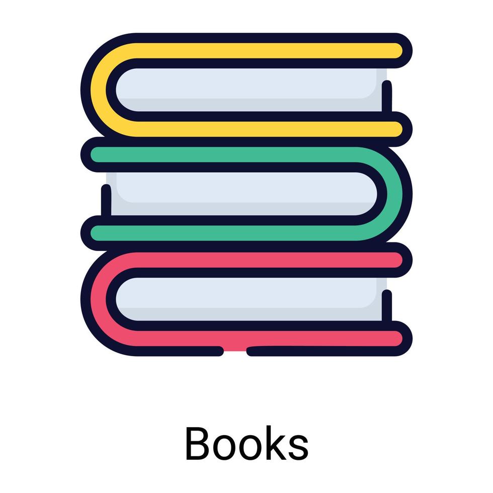 livres, icône de ligne de couleur de dictionnaire isolé sur fond blanc vecteur