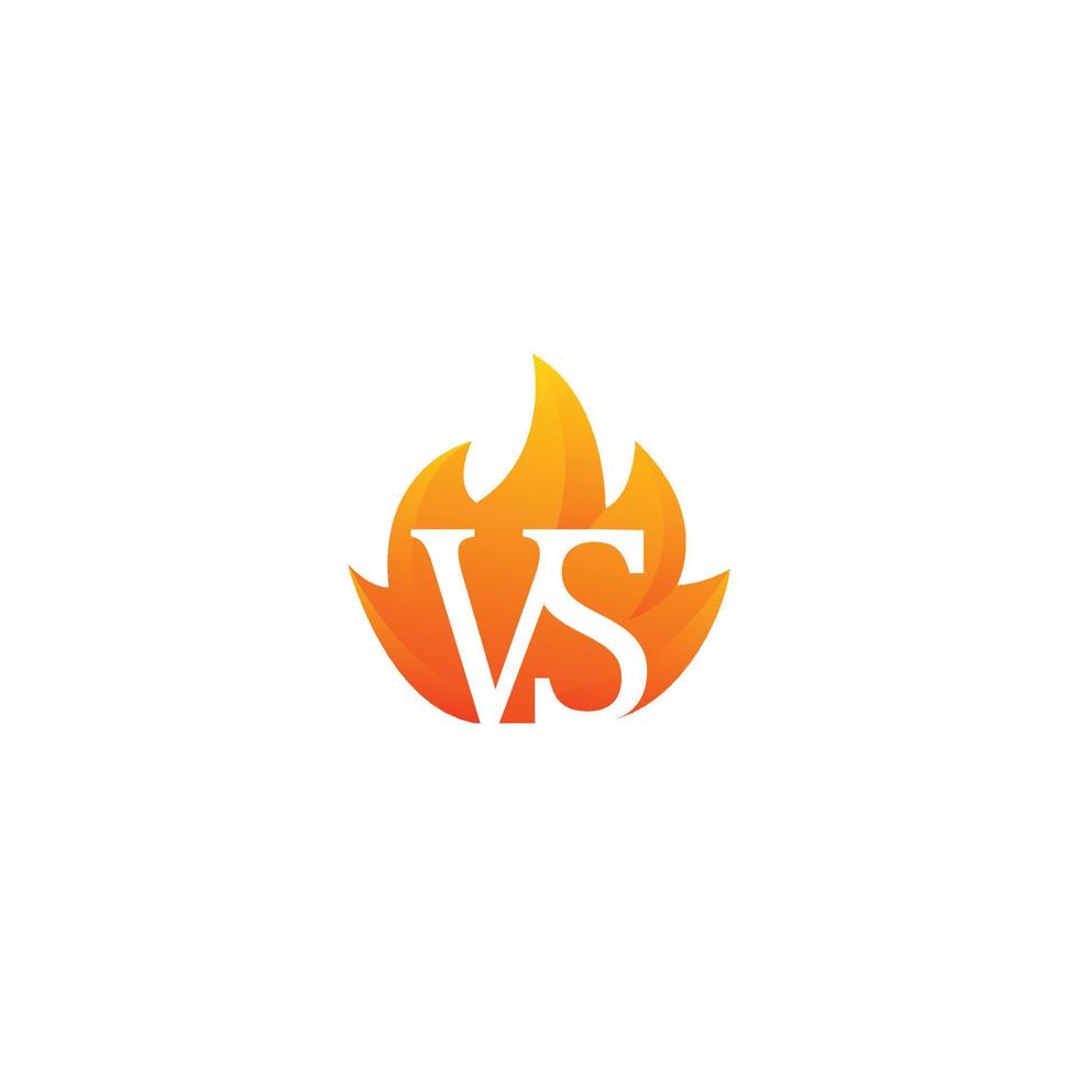 vs, versus avec flamme de feu. modèle de logo d'icône vectorielle vecteur