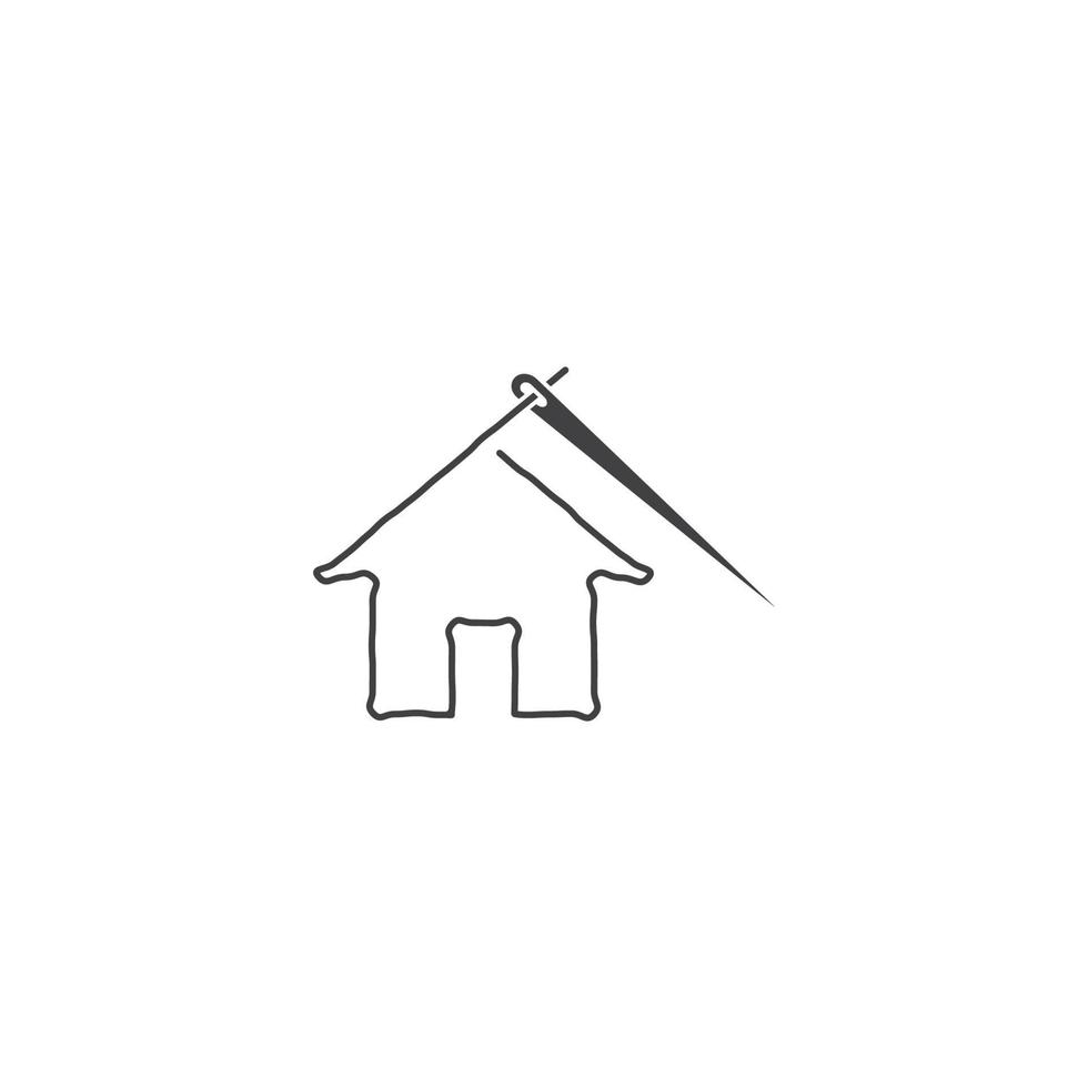 tailleur, maison avec aiguille, production de vêtements. modèle d'icône de logo vectoriel