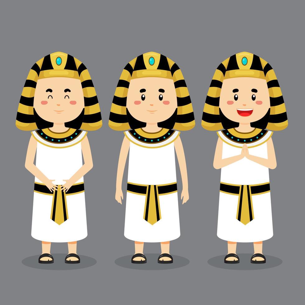 caractère égyptien avec diverses expressions vecteur