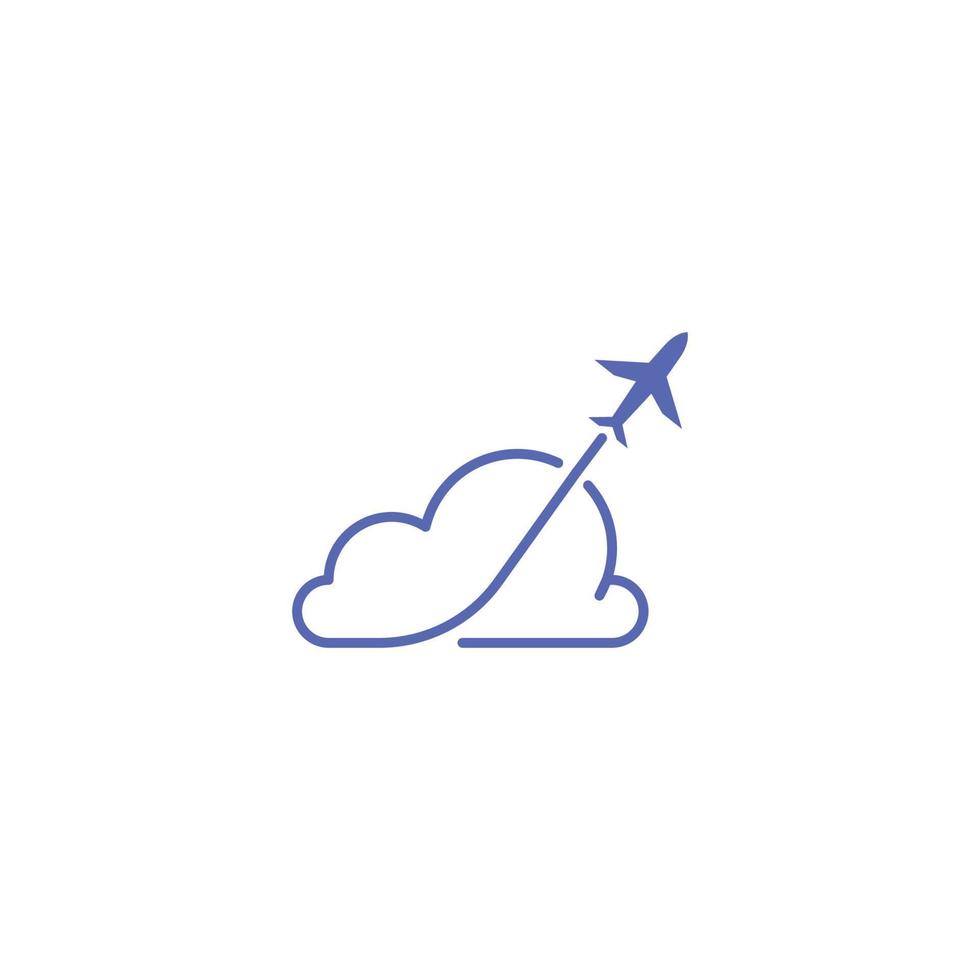 voyage en nuage, avion et nuage. modèle d'icône de logo vectoriel