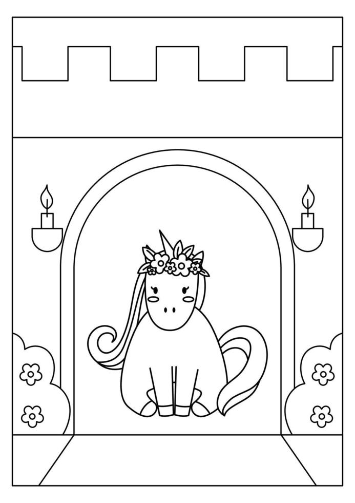 page de coloriage licorne pour enfants illustration vectorielle vecteur