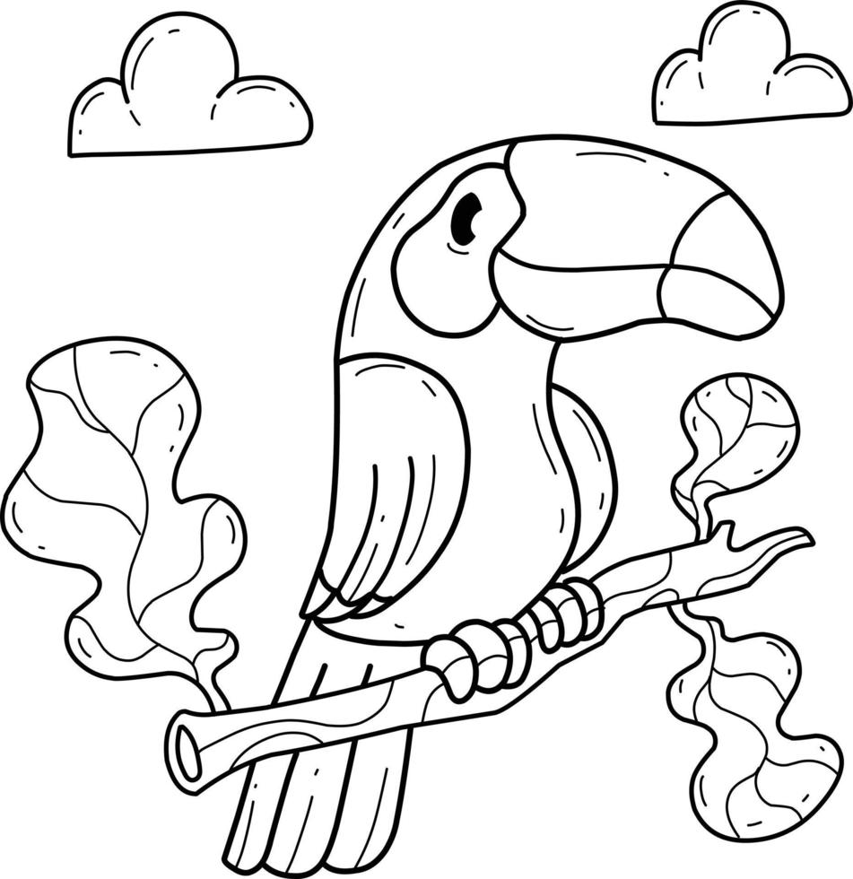 alphabet de livre de coloriage d'animaux. isolé sur fond blanc. oiseau toucan de dessin animé de vecteur. vecteur