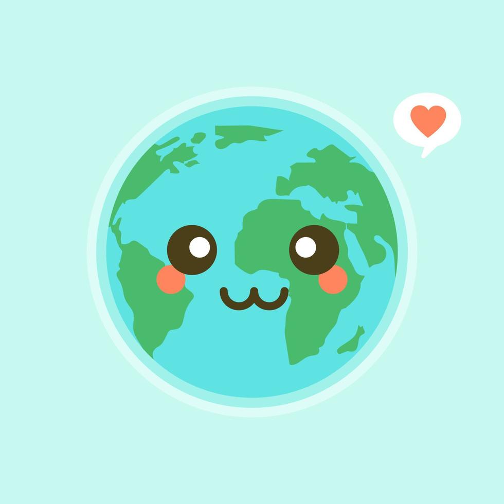 emoji de terre du monde drôle mignon montrant des émotions d'illustrations vectorielles de personnages colorés. la terre, sauver la planète, économiser de l'énergie, le concept du jour de la terre vecteur