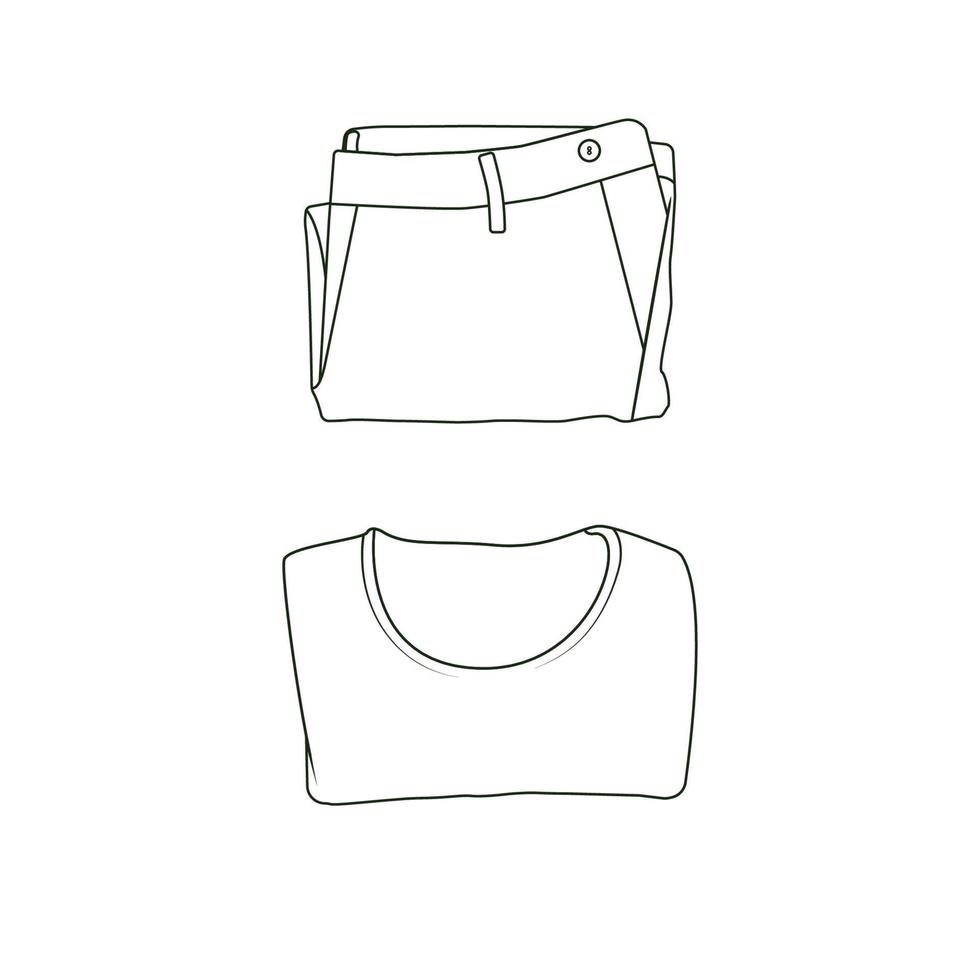 illustration d'icône de contour de vêtements pliés sur fond blanc isolé adaptée pour t-shirt, pantalon, icône de tenue vecteur