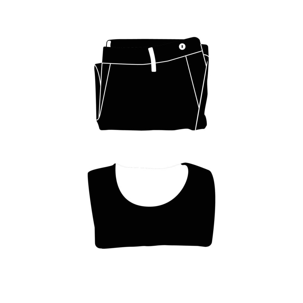 silhouette de vêtements pliés. élément de design icône noir et blanc sur fond blanc isolé vecteur