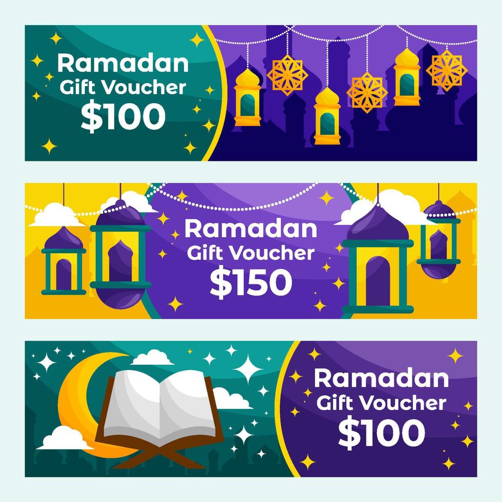 ensemble de modèles de bon cadeau ramadan vecteur