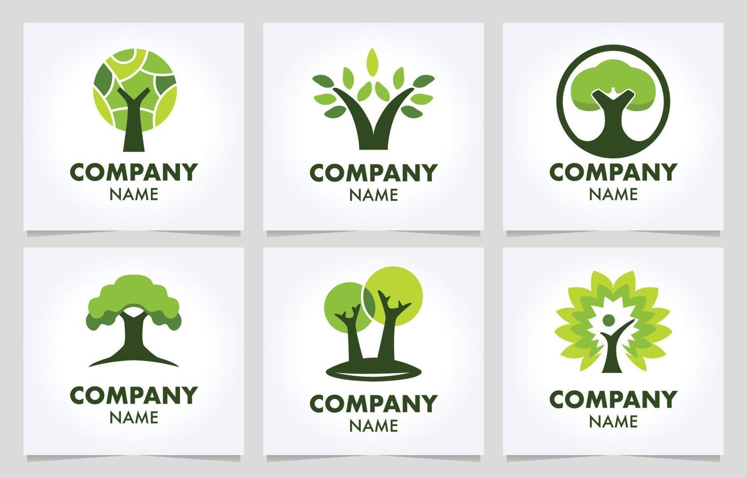ensemble de logo d'arbre design plat vecteur