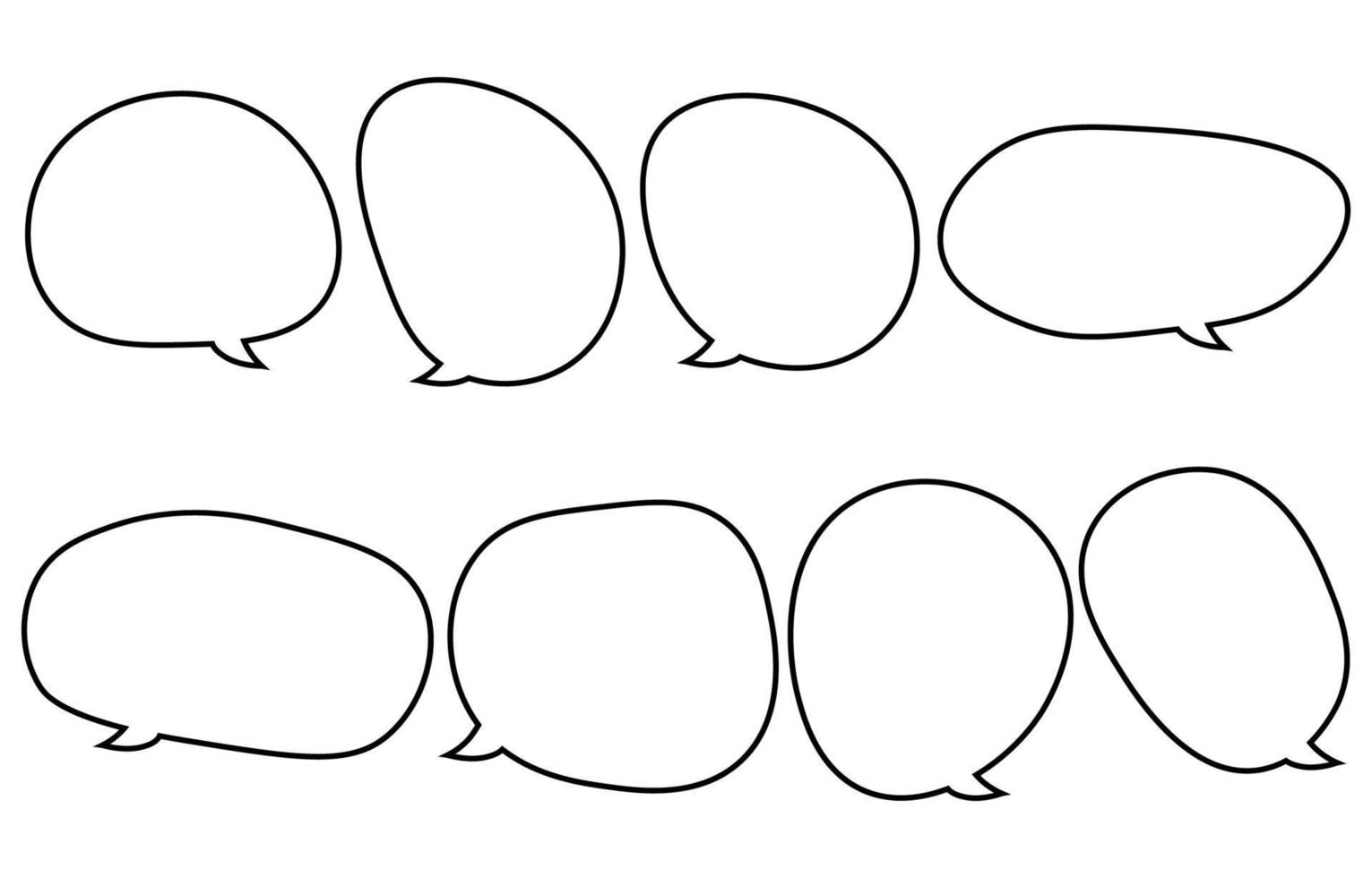 définir des bulles de bande dessinée sur un fond blanc, une bulle de parole ou de conversation vectorielle, une icône de chat ou un message, à utiliser pour ajouter du texte, un style ovale et doodle vecteur