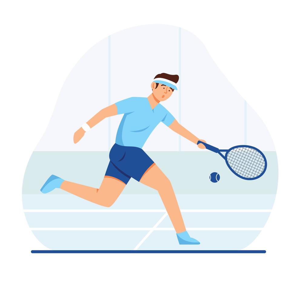 concept de dessin animé de joueur de tennis homme vecteur