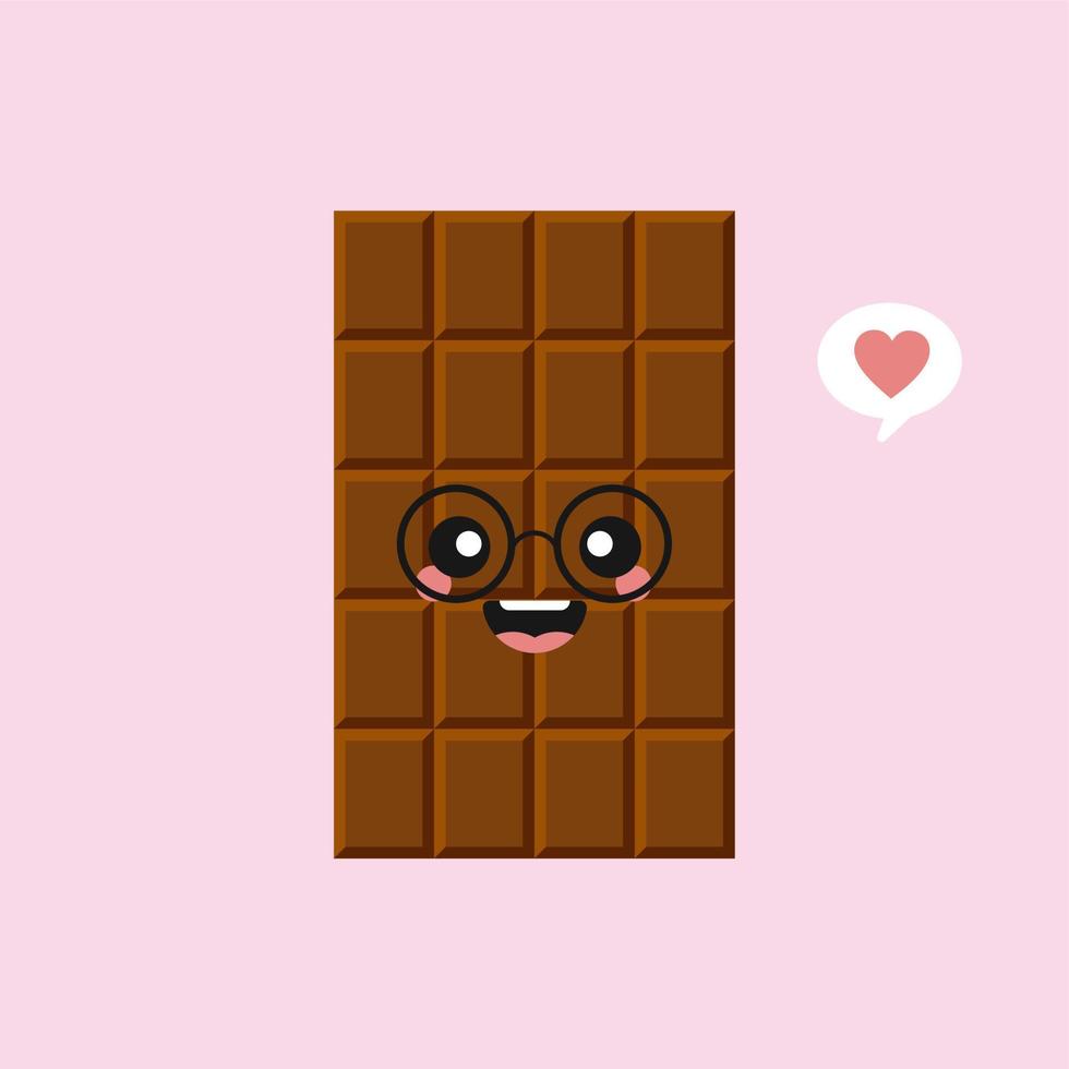 personnages de barre de chocolat mignons et drôles montrant diverses émotions, illustration de vecteur de dessin animé isolé sur fond de couleur. personnages, mascottes, émoticônes et emoji de barre de chocolat kawaii pour le web