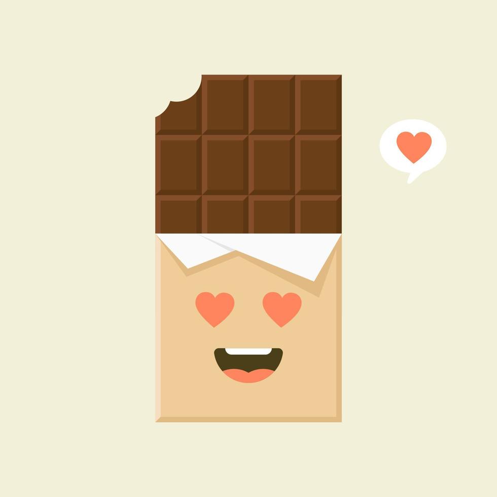 personnages de barre de chocolat mignons et drôles montrant des émotions, illustration de vecteur de dessin animé isolé sur fond de couleur. personnages, mascottes, émoticônes et emoji de barre de chocolat kawaii pour le web