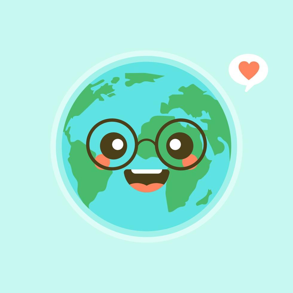 emoji de terre du monde drôle mignon montrant des émotions d'illustrations vectorielles de personnages colorés. la terre, sauver la planète, économiser de l'énergie, le concept du jour de la terre vecteur