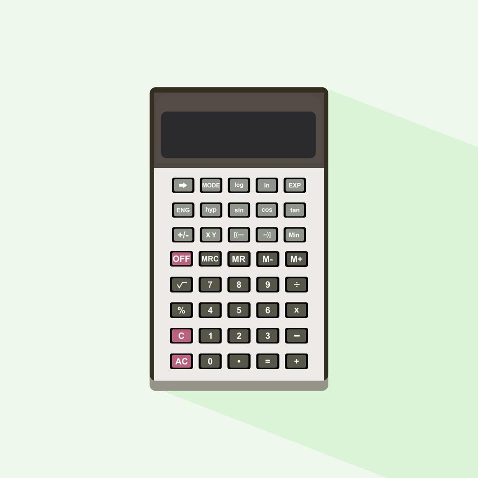 icône de calculatrice colorée isolée sur fond de couleur. illustration vectorielle. calculatrice électronique avec ombre dans un style plat. illustration vectorielle de clavier numérique math isolé périphérique. vecteur